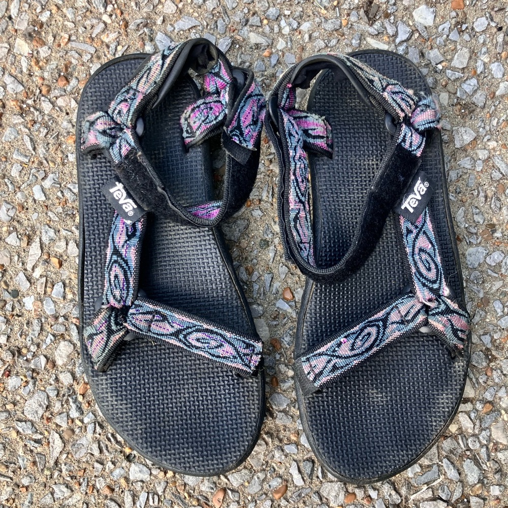 Teva Black and Pink Outdoor Sandals with Adjustable Straps